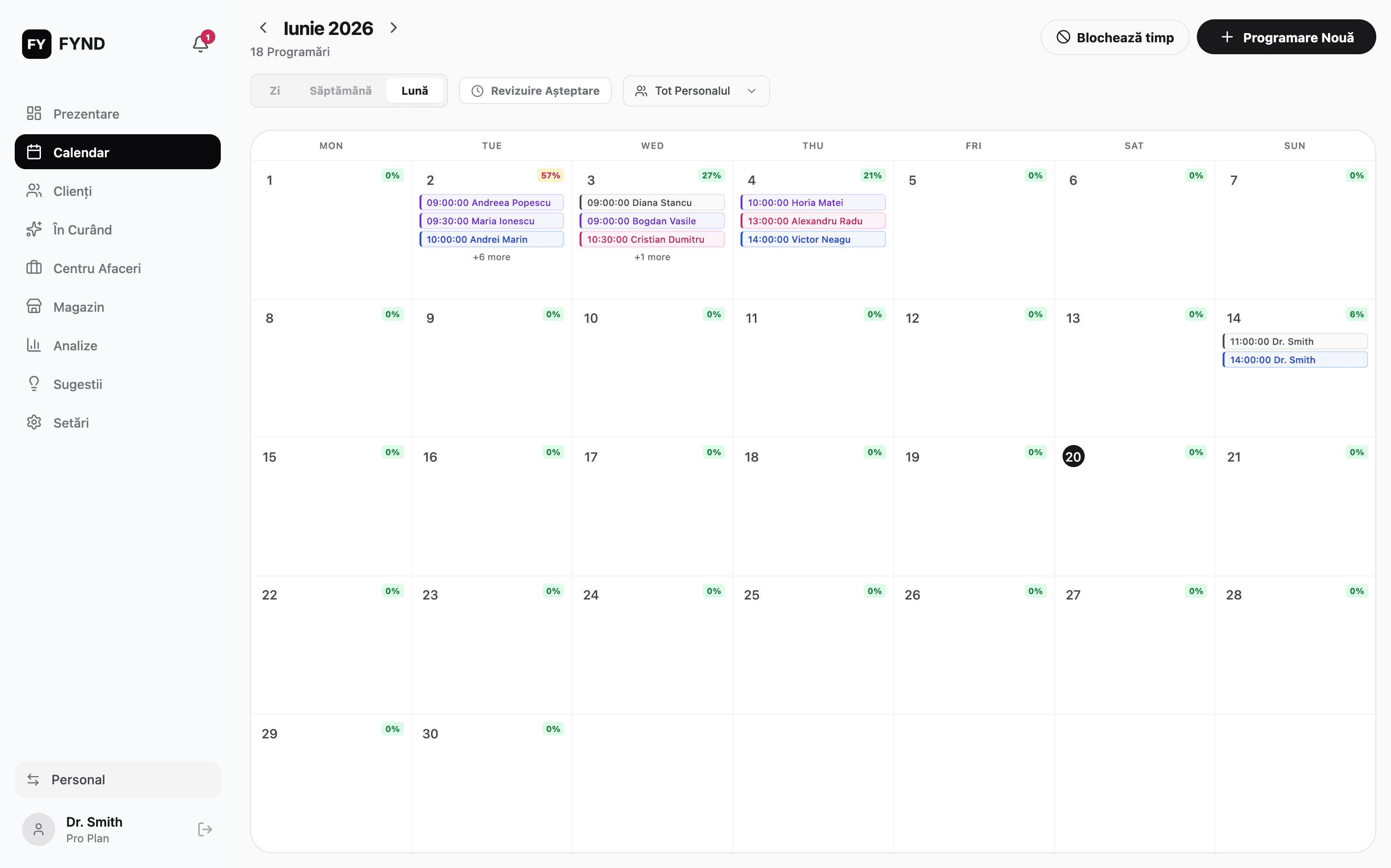 Calendarul FYND — programările lunii